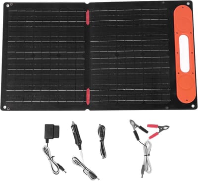 Zonnepaneel Oplader - Draagbaar Vermogen - Buiten Opladen - Dubbelzijdig 60W - 45 x 43 cm - Zwart