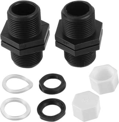 3/4 inch met buitendraad, stortschroefverbinding met afdichtdoppen, aansluiting voor IBC-tanks, regentonnen, tanks (2 stuks)