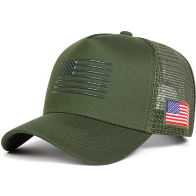 Unisex Amerikaanse Vlag Borduurwerk Baseball Net Petten Lente En Zomer Buiten Verstelbaar Casual Petten Zonbescherming Pet Sportpet legergroene kleur