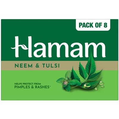 Hamam Neem Tulsi & Aloë Vera Badzeep voor het Lichaam 150 g (Combinatiepakket van 8) Zuiverende Zeep met Pure Neemolie en de Beste Natuurlijke Ingrediënten beige