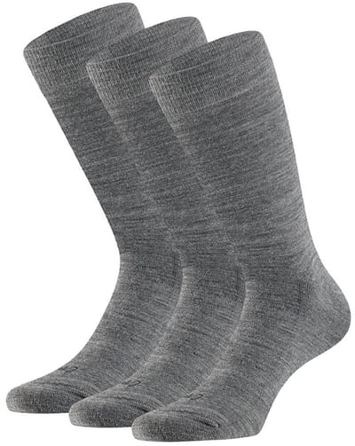 Apollo Merinowollen Sokken - Badstof Zool - 3 paar - Medium Grey Melange - Dames & Heren Sokken - Maat 39/42