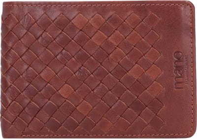 mano Leren Portemonnee Don Luca Coin Wallet with Flap Cognac Bruine