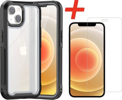 Backcover geschikt voor Apple iPhone 13 - Zwart - Shockproof + Glas Protector
