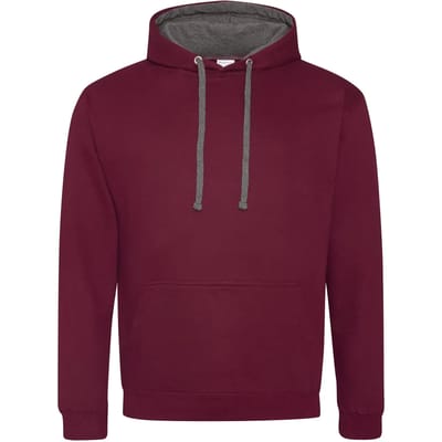 Just Hoods Varsity Hoodie JH003 - Burgundy/Charcoal (Heather) - L