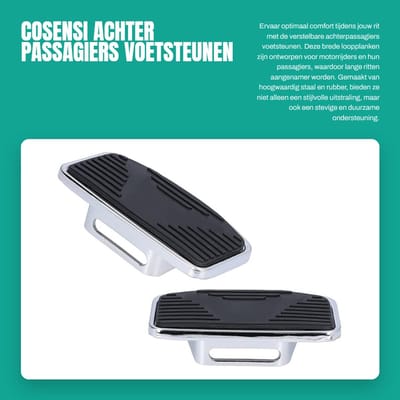 Dailygoods- Vloerplanken Achter - Verstelbare Comfortabele Voetsteunen - Stalen/Rubber - 1 Paar - Eenvoudige Montage - Duurzaam en Stijlvol - Motorcycle Voetsteunen