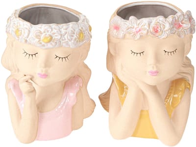 Bloempot Keramiek Dreaming Girl Assorti H19.5cm 2st