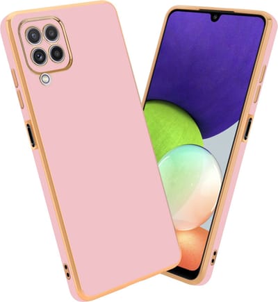 Cadorabo Hoesje geschikt voor Samsung Galaxy M22 / M32 4G in Glossy Roze - Goud - Beschermhoes Case Cover van flexibel TPU-silicone en met camerabescherming