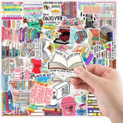*** 50 Boeken Stickers - Voor laptop, telefoon, muur en boeken - 50 unieke designs voor boekenwurmen - Lezen School Beloning - van Heble® ***
