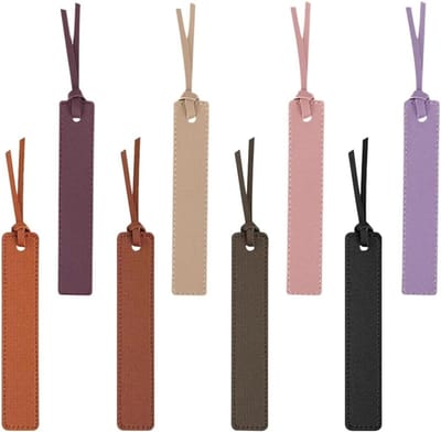 Dailygoods- Bladwijzers 8 Stuks - Lederen Paginamarkeringen - Gepersonaliseerde Boekmarkeringen - Elegante Bladwijzers - PU Leer - 19,5cm x 2,4cm - Boekenleggers