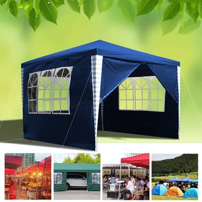 Partytent,3x3m,Paviljoen ,Waterdicht, Feesttent met Zijwanden,Tuintent,Easy Up, Draagtas met Wielen,blauw