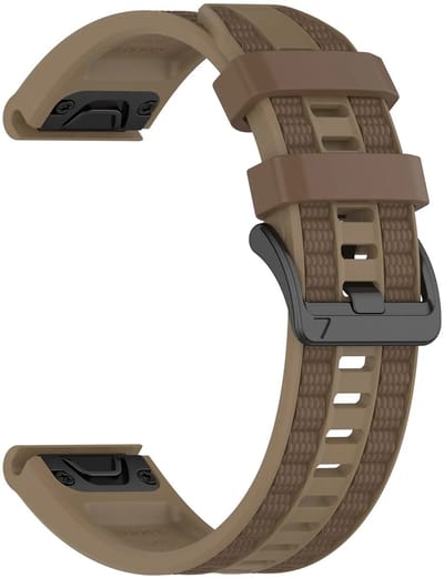 Strap-it Siliconen 'Race' bandje geschikt voor Garmin Fenix 9 (Pro) 51mm / Fenix 8 (Pro) 51mm / Garmin Fenix 7x (Pro - Sapphire Solar) / Fenix 6x (Pro - Sapphire) / Fenix 5x (Plus) / Fenix 3 / Epix Pro (Gen 2 - 51mm) / Enduro 1-2-3 - Khaki/Bruin