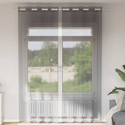 vidaXL - Gordijnen - voile - met - doorvoertules - 2 - st - 140x300 - cm - donkergrijs