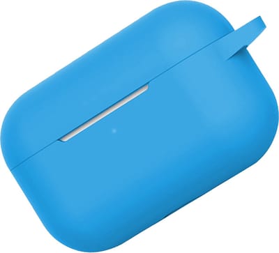 Hoes - Geschikt voor Apple Airpods Pro - Siliconen Hoesje met Clip - Silicone Case Cover - Lichtblauw