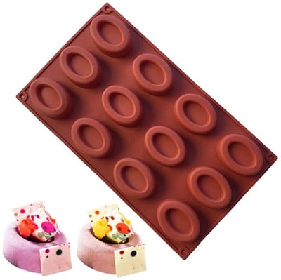 Dailygoods - 1-Delige Siliconen Chocoladevormen, Ovaalvormige Chocoladevorm om te Bakken, Siliconen Cakevormen om te Bakken, Cakevormen voor Chocolade, Snoep, Muffins, Pudding, Cake, Brood