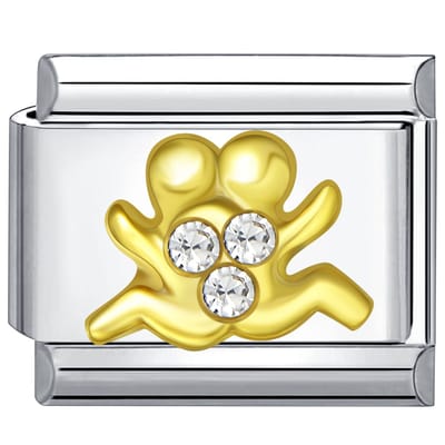 Quiges - Schakel - Bedel - 9mm - charms - Kleurrijk - Zirkonia - horoscoop - Tweelingen - Geschikt voor - armband - Schakelarmband - italy bedels armband