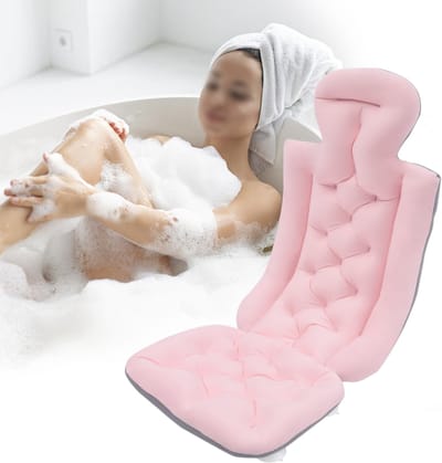 Badkussen Lichaam - Luxe Badkussen - Ontspannen in Bad - Met Zuignappen - 78 x 40 cm - Roze
