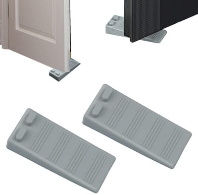 2 stuks deurstopper - antislip deurstopper - deurvastzetter - stapelbare deurstopper - trapeziumvormige deurstopper - geschikt voor balkondeuren, badkamers, slaapkamers, alle harde vloeren (4*9,3cm - grijs)
