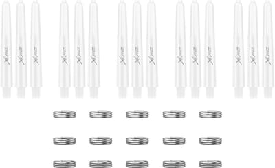 XQMax Dart Shafts - 5 Sets (15 stuks) - Short - Wit - Plus Veerringetjes - Darts Shafts