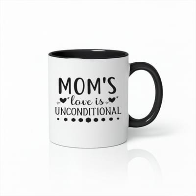 Mom's Love is Unconditional Keramische Mok - Emotioneel Moederdag Cadeau - Zwart/Wit