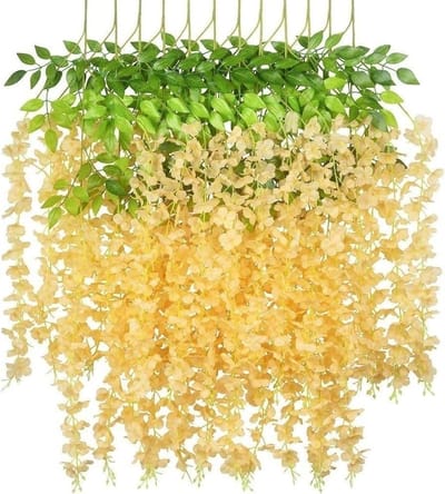 Kunstbloemen Slinger - Nepbloemen Wijnstok - Feestelijke Decoratie - Natuurlijk Zacht Materiaal - 24 Stuks 110cm - Beige