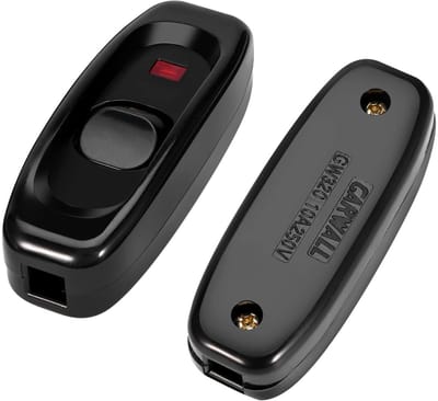 Allecto - Snoerschakelaar - Inline Snoerschakelaar - Met LED-indicatielampje - Zwart - Geschikt voor Tafel- en Bureaulampen - 250V 10A