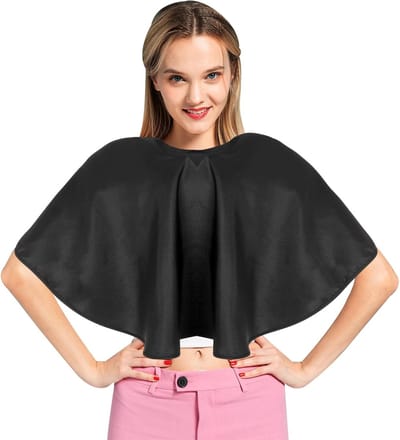 Korte Waterdichte Kapperscape Set van 2 - Opvouwbare Make-up Cape voor Haarverf, Bleken en Shampoo, Geschikt voor Volwassenen, Zwart, One Size