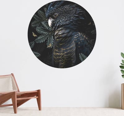 Muurcirkel zelfklevend behang - Jungle Cockatoo 2 Portret - Wanddecoratie - 080cm behangcirkel - Ronde sticker voor aan de muur - Behangsticker verkrijgbaar in verschillende formaten