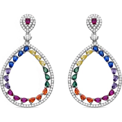 Luxenter Oorbellen van 925 sterling zilver en veelkleurige zirkonia met rhodiumafwerking - Tonmei