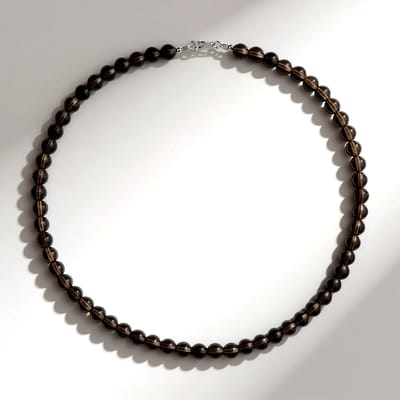Cavill - Zilveren Halsketting 925 Sterling Zilver Rhodium - Braziliaanse Rookkwarts 1,62 ct - Donkerbruine Edelsteen - Dames Sieraad