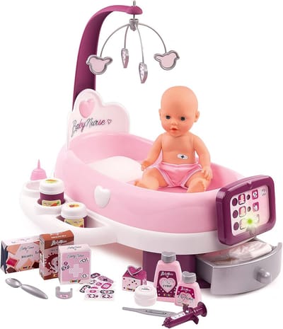 Babyverzorgingsstation - Poppenhuis speelset - Rollenspel - Elektronische functies - 30 x 61 x 76 cm - Roze Paars