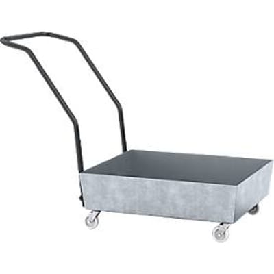 Verrijdbare opvangbak - staal - 60 liter - B 635 x D 810 x H 980 mm - zonder - rooster - verzinkt