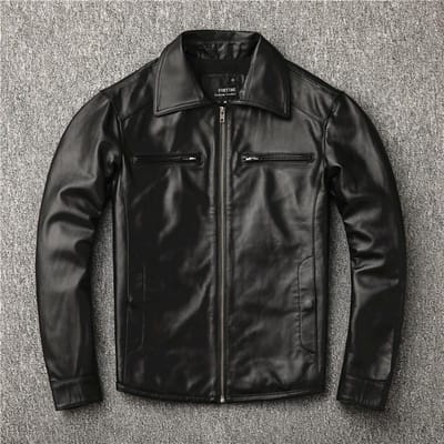 Eerste Laag Schapenvacht Echt Lederen Jas Heren Casual Slim Lederen Jas Revers Grote Maat Jas XXXXL