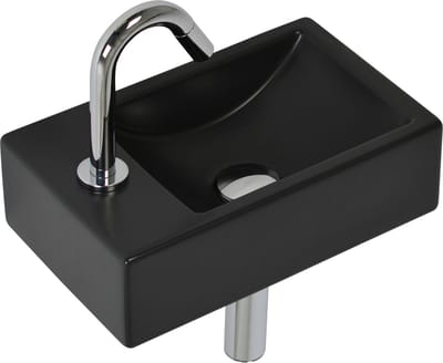 Plieger Houston & Lupo 2.0 Fonteinset – 37 x 23 x 11 cm – Complete set – Wasbak keramiek zwart – Toiletkraan chroom links