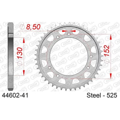 Stalen motortandwiel achteraan Afam 525 41 dents