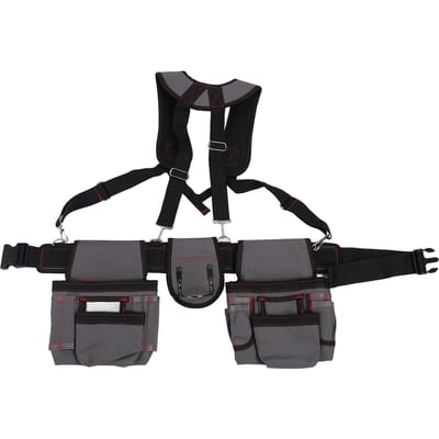Ceinture à outils pour homme avec poches à bretelles, sac à outils réglable pour électricien et charpentier noir