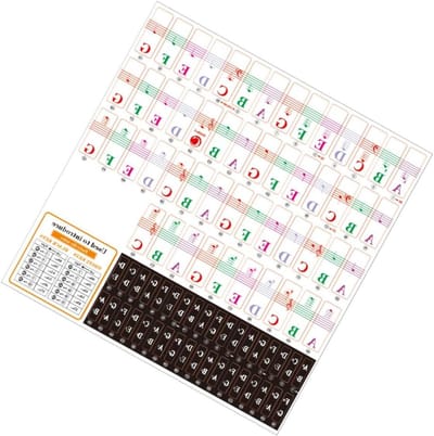 Piano Toetsen Stickers - Muziekinstrument Stickers - Noten Leren - Verwijderbaar Zonder Resten - 88 Toetsen Universeel - Kleurrijk