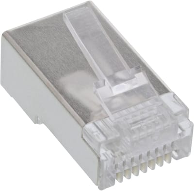InLine® Modulaire stekker 8P8C RJ45 krimpen op ronde kabel, afgeschermd,100Stuks