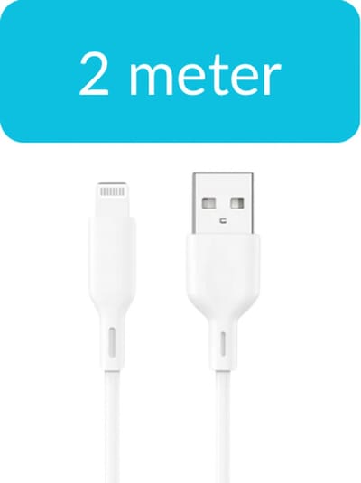 Oplaadkabel geschikt voor iPhone - Extra lang ( 2M ) - kabel geschikt voor Apple iPhone 6, 7, 8, X, XS, XR, 11, 12, 13, 14, Mini, Pro Max