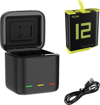 Telesin Oplaadbox met 1 batterij voor GoPro 9 / GoPro 10 / GoPro 11 / GoPro 12