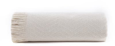 Bedsprei, banksprei, garapas, gemaakt in Spanje, visgraatpatroon, 230 x 260 cm, crèmekleurig