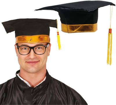 Fiestas Guirca Afstudeer/geslaagd hoedjes - 2x - zwart/goud - diploma gehaald - doctoraal hoedjes - voor studenten