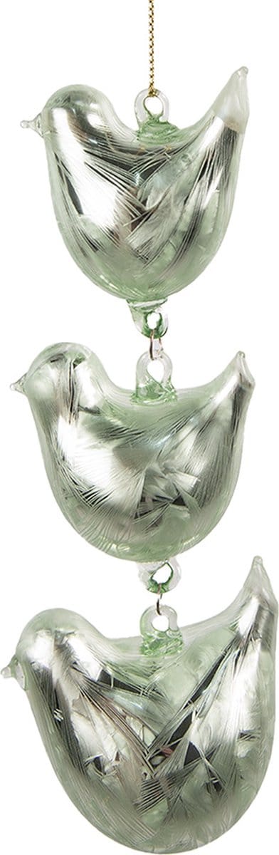 Clayre & Eef Hanger Vogels 16 cm Groen Glas