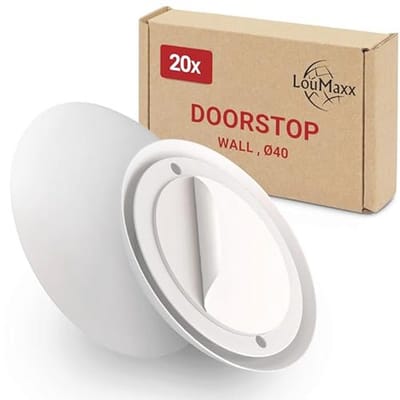 Deurstopper voor Wandmontage - 20 Stuks, Wit, Zelfklevend of Ombouwbaar, Ø 40 mm, 12 mm Dik