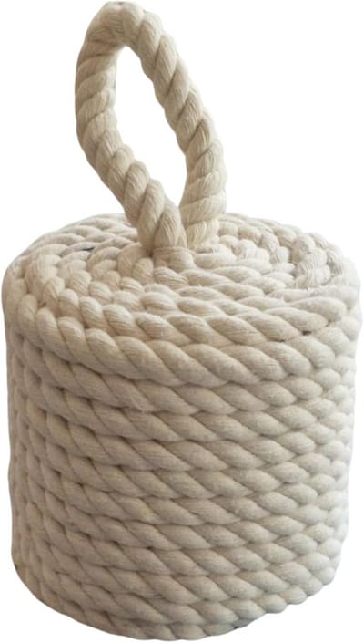 Deurstopper Touw - Decoratieve Stopper - Houdt Deuren Open - Nautisch Ontwerp - 16x16x25 cm - Wit