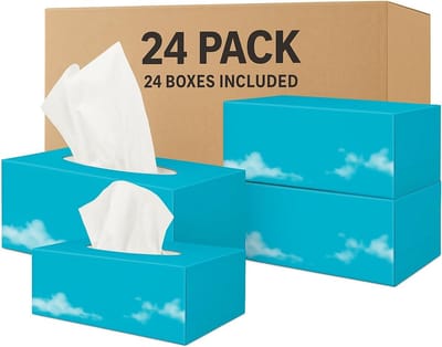 2-laags gezichtsweefsel bulkverpakking 24 dozen - 200 vellen - 100% maagdelijk houtpulp | Zacht, sterk en hygiënisch