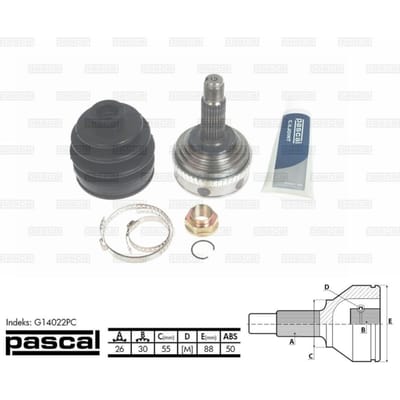 Homokineet reparatie set, aandrijfas PASCAL G14022PC