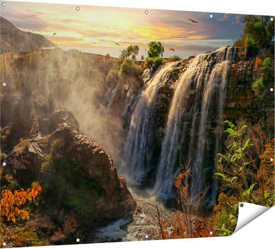 Gards Tuinposter Watervallen vanaf de Kliffen - 160x120 cm - Tuindoek - Tuindecoratie - Wanddecoratie buiten - Tuinschilderij