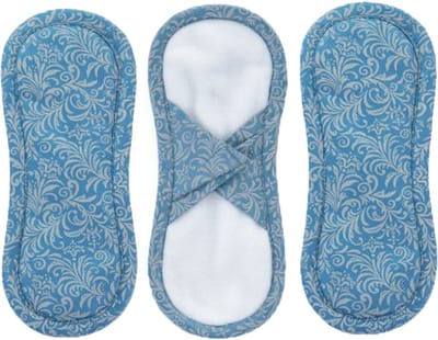 Bamboolik bio Satijn katoen Wasbare Inlegkruisjes - KLITTENBAND sluiting - 3 stuks - Grijs Blauw - Comfortabel - Absorberend - Milieuvriendelijk - zero waste