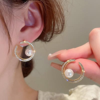 Imitatie Parel Kristal Ronde Kristal Druppel Oorbellen voor Vrouwen Minimalisme Temperament Mode Feest Sieraden brown