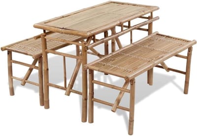 Bamboe Tuinset - Picknicktafel met banken - Buiten Zitten - Inklapbaar Ontwerp - 100 cm - Bruin